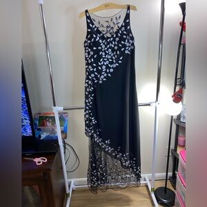 Night Scene label black embroidered dress